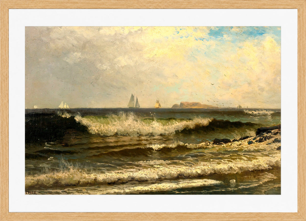 Alfred Thompson Bricher, Breaking Waves (circa 1882) — oak frame