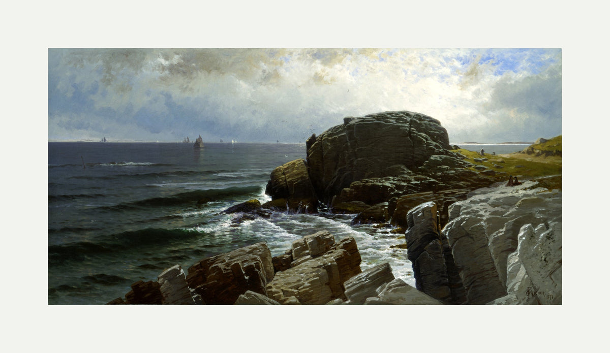 Alfred Thompson Bricher, Castle Rock, Marblehead (1878) — rolled canvas