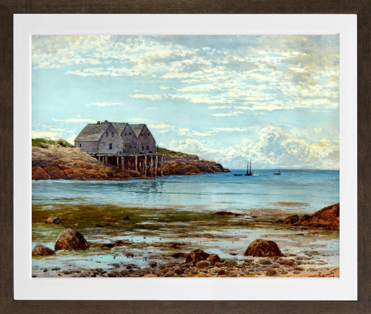 Alfred Thompson Bricher, Coastal View — brown frame