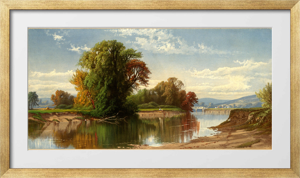 Alfred Thompson Bricher, Early Autumn on Esopus Creek — gold frame