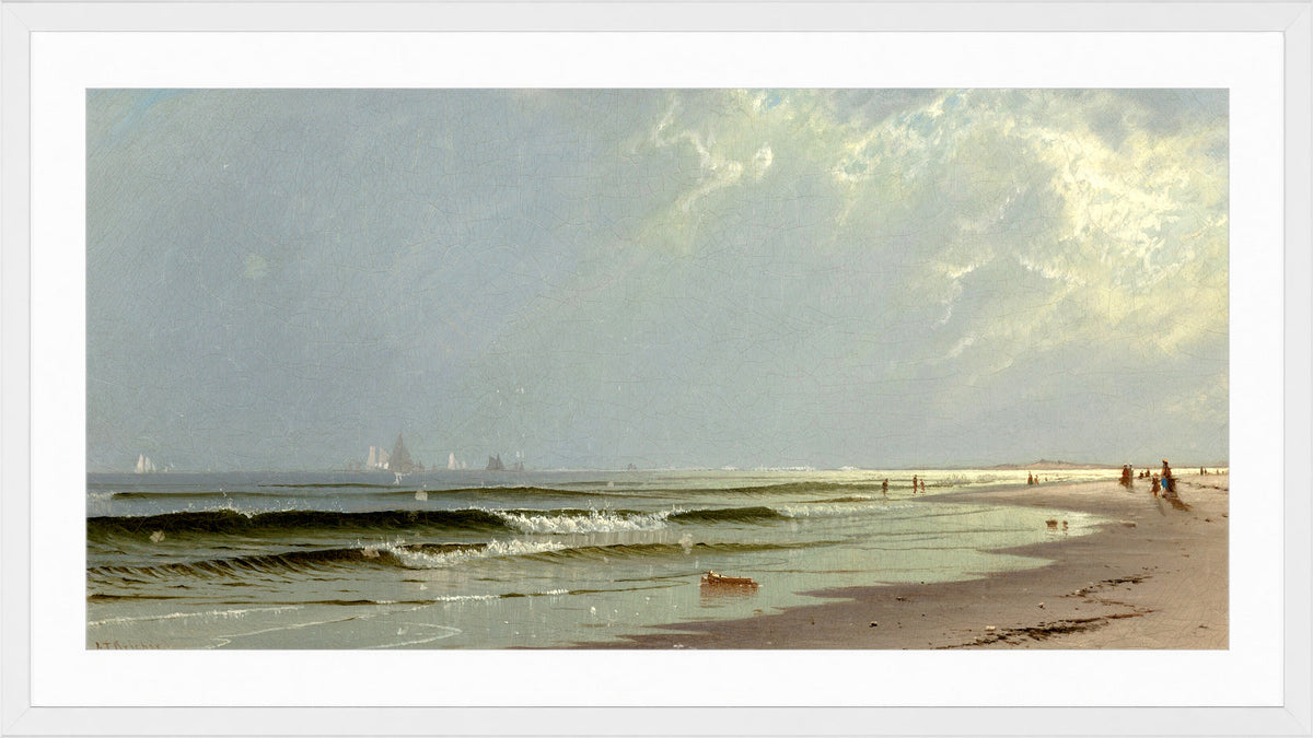 Alfred Thompson Bricher, Newport Beach (1872) — white frame