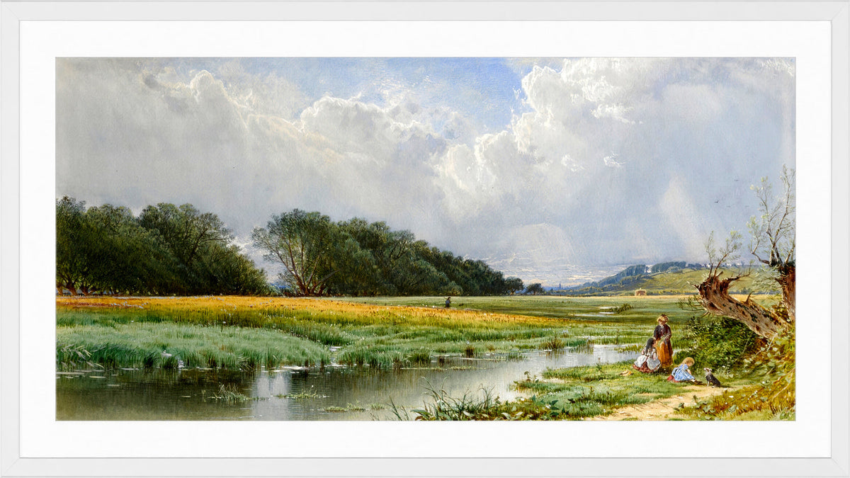 Alfred Thompson Bricher, On the Meadows of Old Newburyport (1873) — white frame
