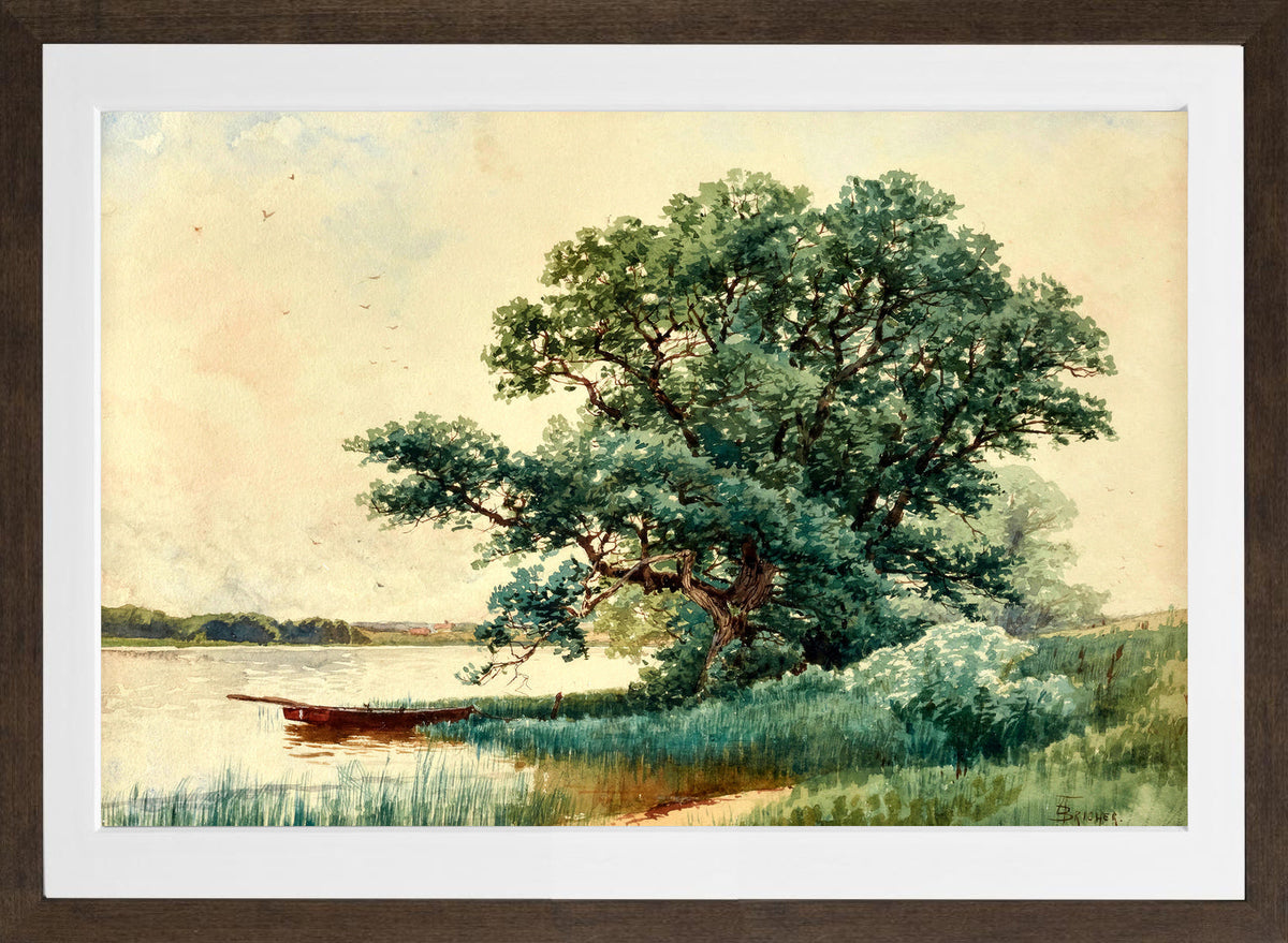 Alfred Thompson Bricher, Punt on a River — brown frame