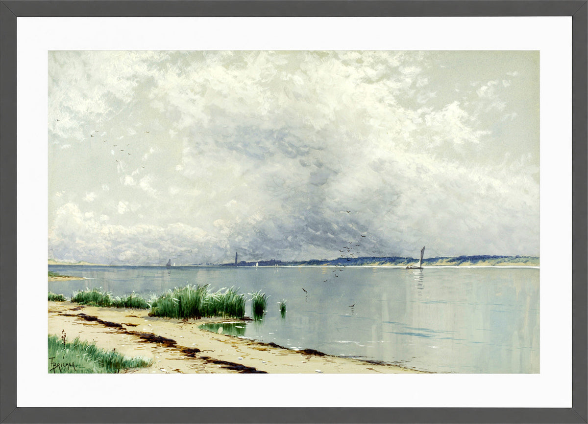 Alfred Thompson Bricher, Reflected Reeds (circa 1875) — dark grey frame