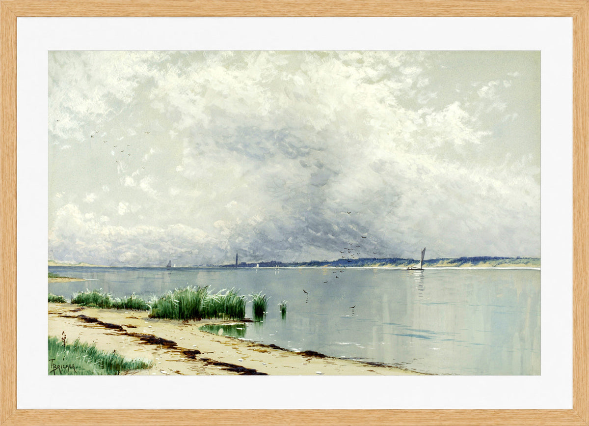 Alfred Thompson Bricher, Reflected Reeds (circa 1875) — oak frame