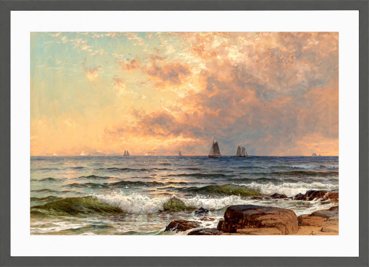Alfred Thompson Bricher, Sails at Sunset — dark grey frame