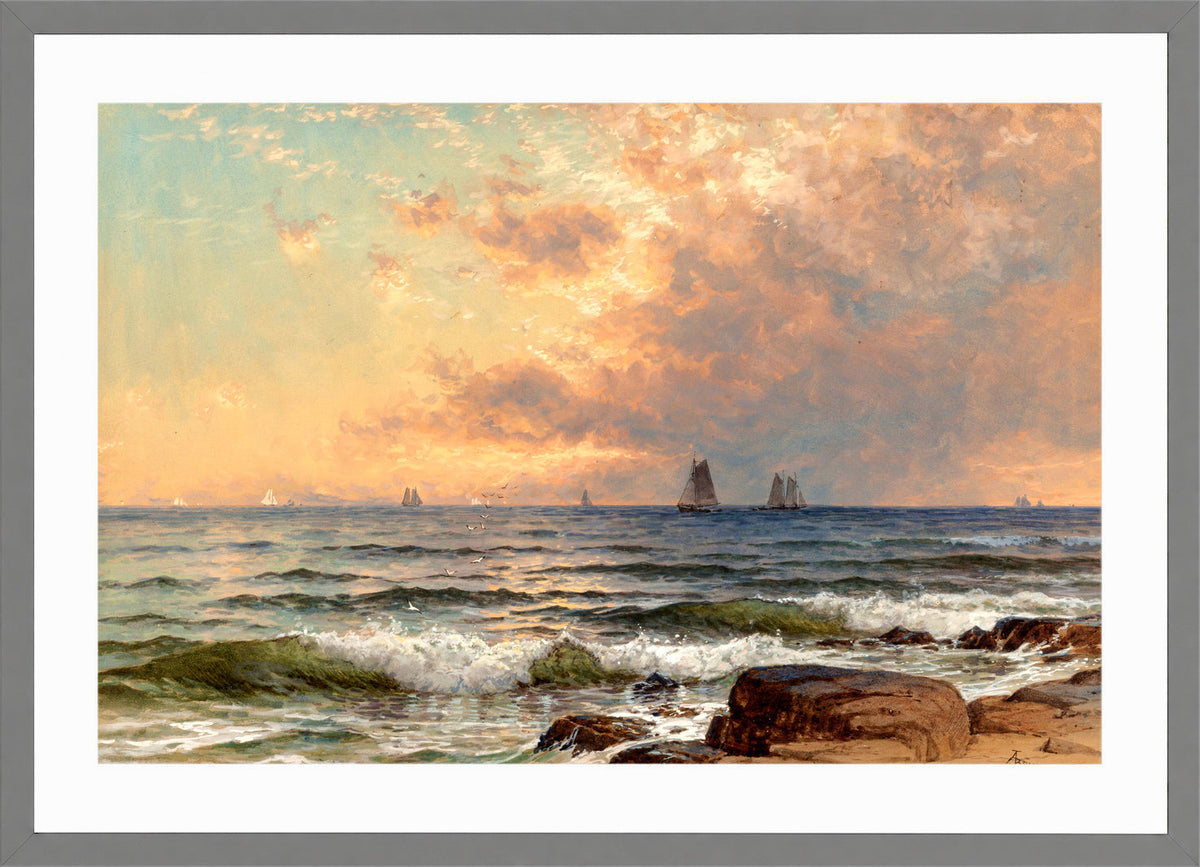Alfred Thompson Bricher, Sails at Sunset — light grey frame