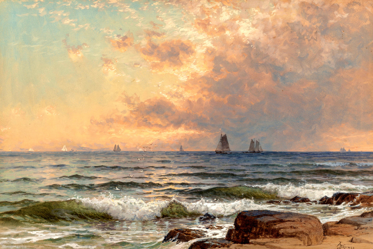 Alfred Thompson Bricher, Sails at Sunset — unframed