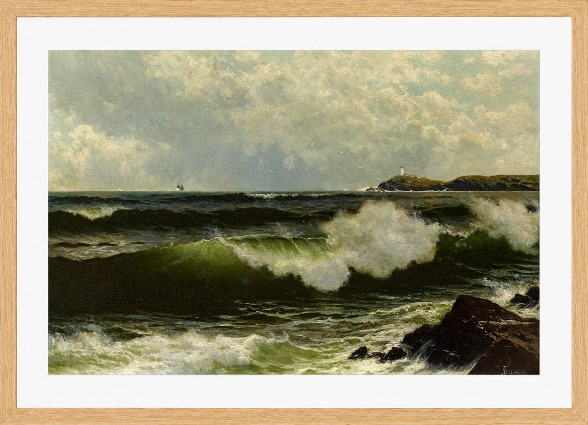 Alfred Thompson Bricher, Seascape (1885–1890) — oak frame