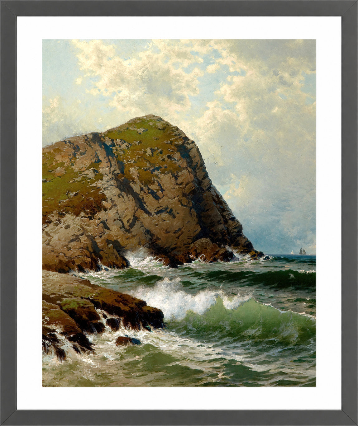 Alfred Thompson Bricher, White Head, Monhegan — dark grey frame