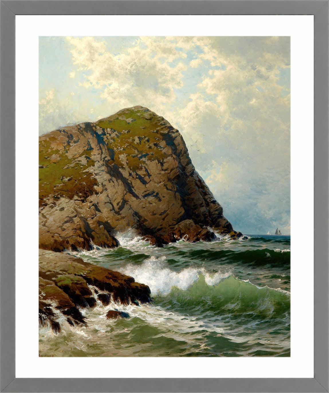Alfred Thompson Bricher, White Head, Monhegan — light grey frame