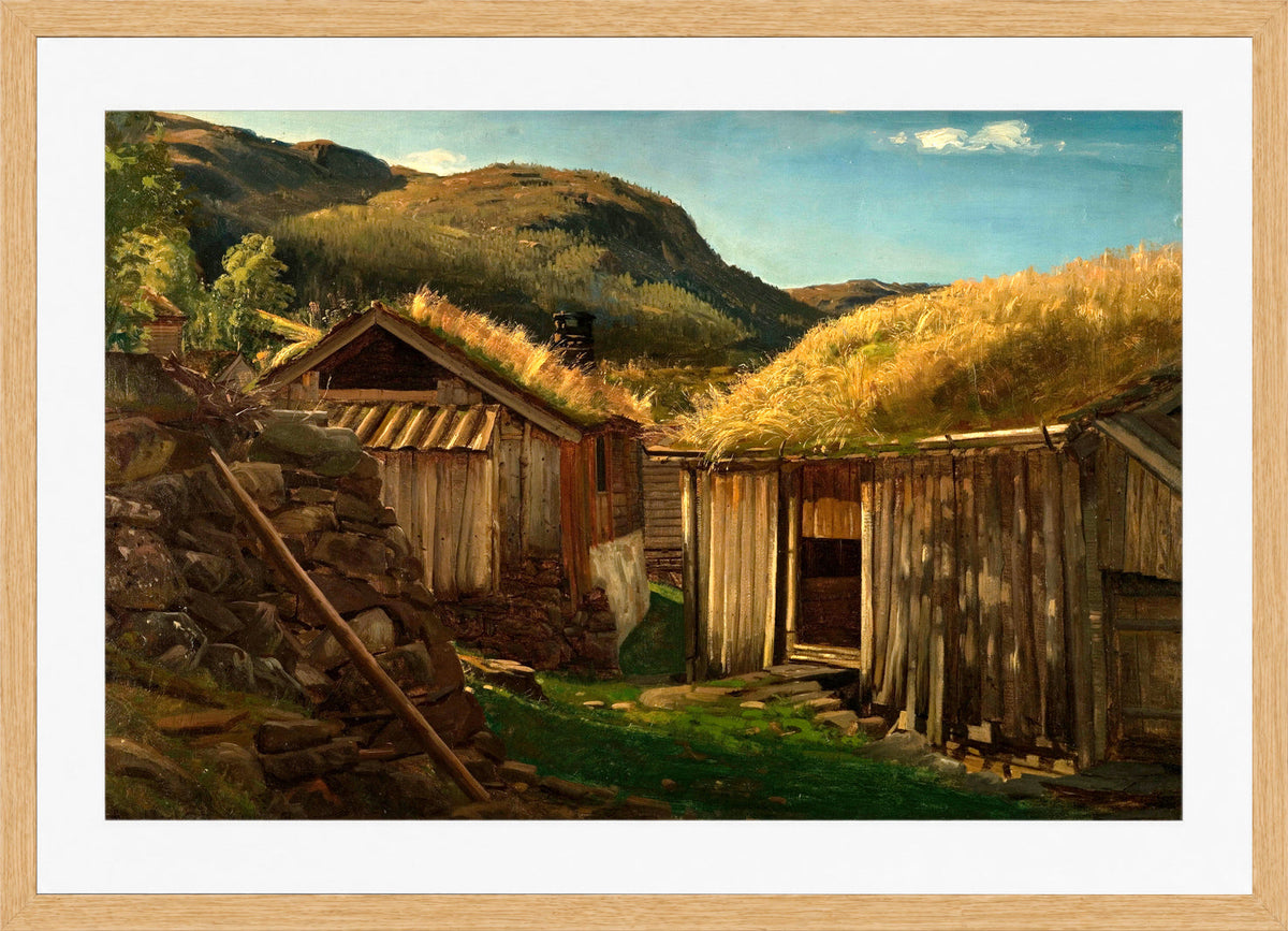 Amaldus Nielsen Print, Aarhus, Suldal, Ryfylke (1864) in a light oak frame
