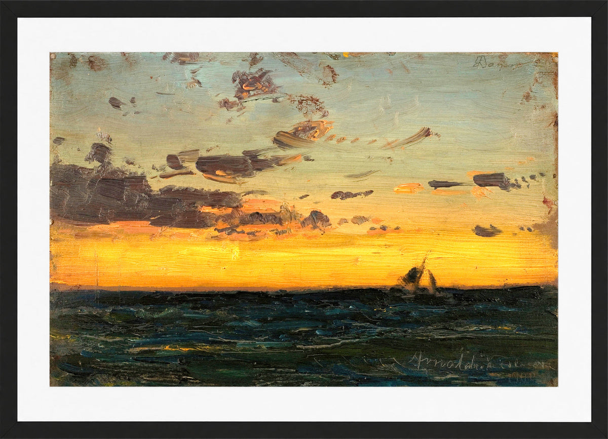 Amaldus Nielsen Print, Aftenhimmel (1900) in a black frame