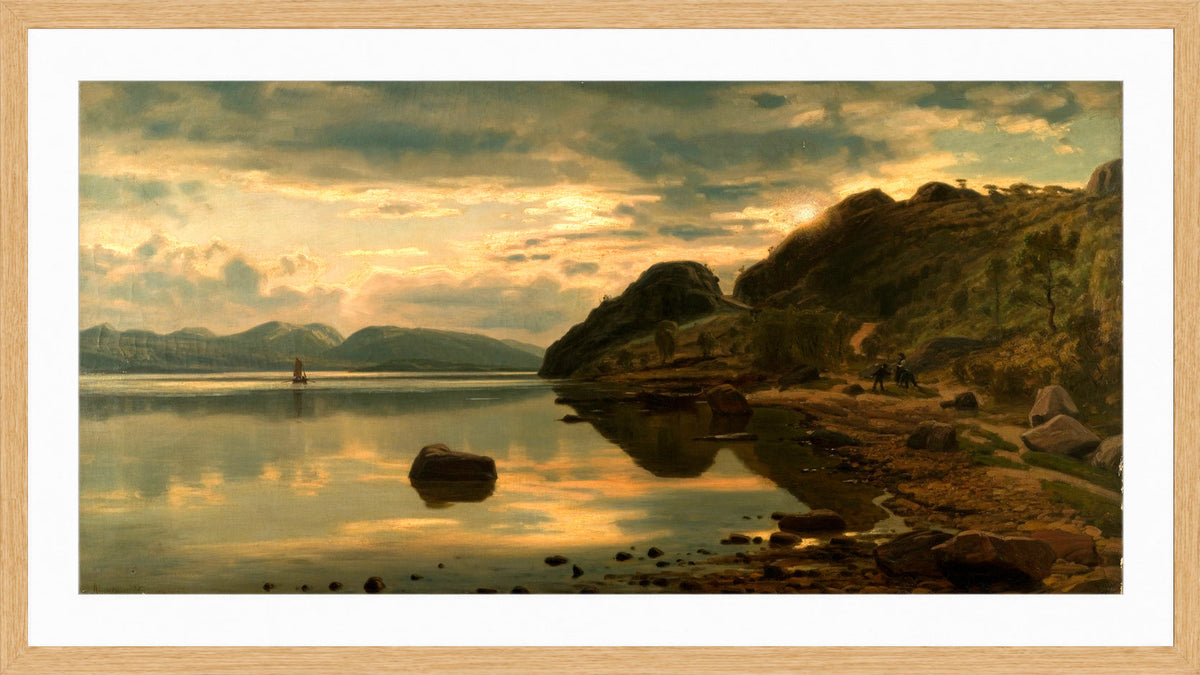 Amaldus Nielsen Print, Aftenstemning in a light oak frame