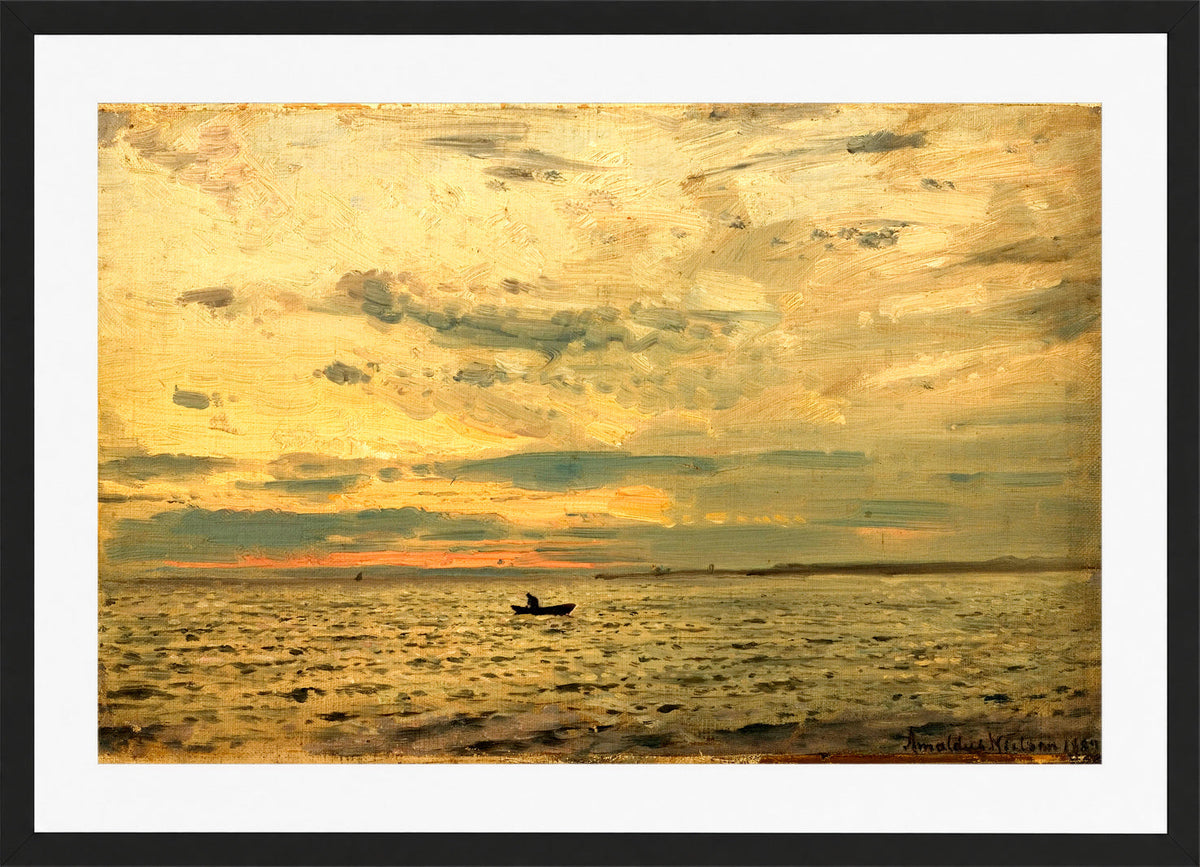 Amaldus Nielsen Print, Etter solnedgang (1889) in a black frame