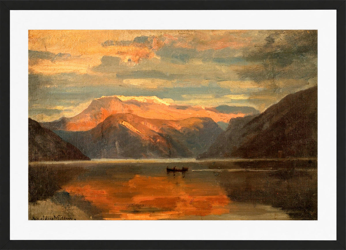 Amaldus Nielsen Print, Fra Balestrand (1865) in a black frame