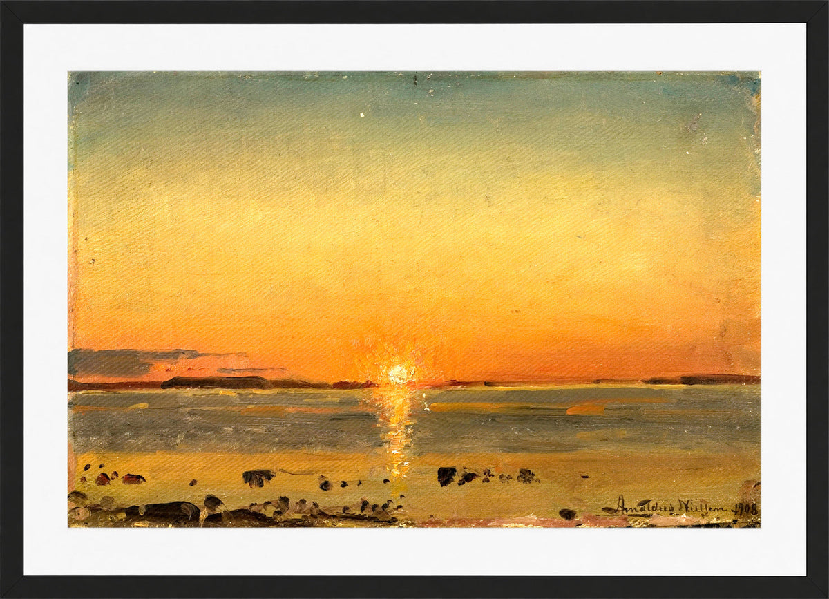 Amaldus Nielsen Print, Fra Eidem, Aafjord (1908) in a black frame