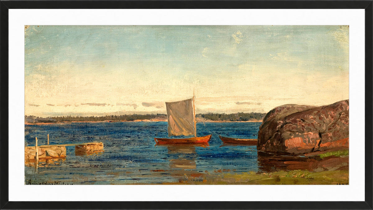 Amaldus Nielsen Print, Fra Hvaler (1896) in a black frame