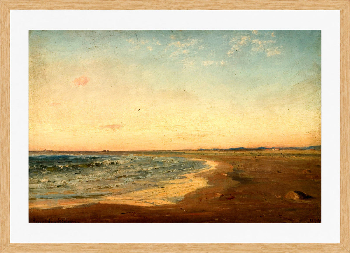 Amaldus Nielsen Print, Fra Nærland, Jæren (1894) in a light oak frame