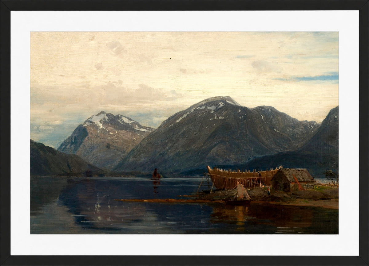 Amaldus Nielsen Print, Ølve, Hardanger (1873) in a black frame