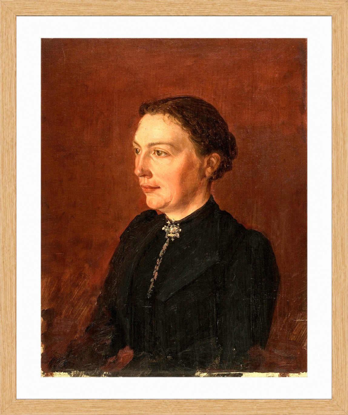 Amaldus Nielsen Print, Portrett (1890) in a light oak frame