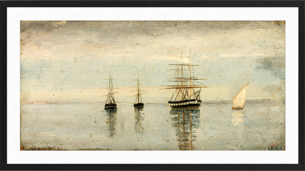 Amaldus Nielsen Print, Regnstemning med sol, Cadix (1860) in a black frame
