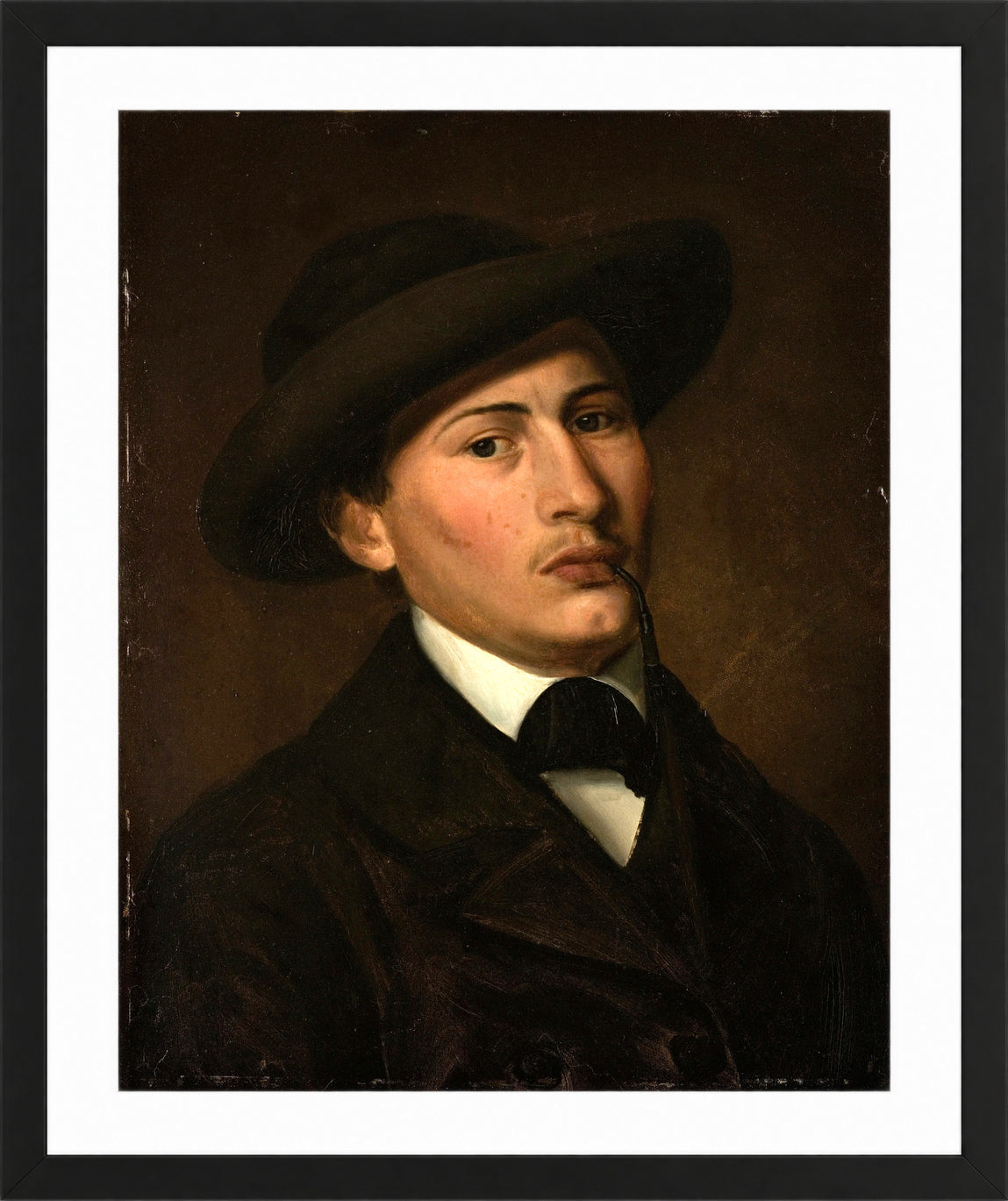 Amaldus Nielsen Print, Selvportrett (1857) in a black frame