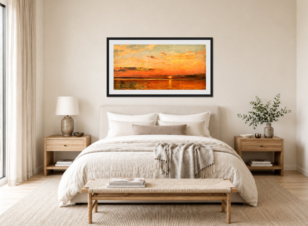 Amaldus Nielsen Print, September (1896) displayed above a bed