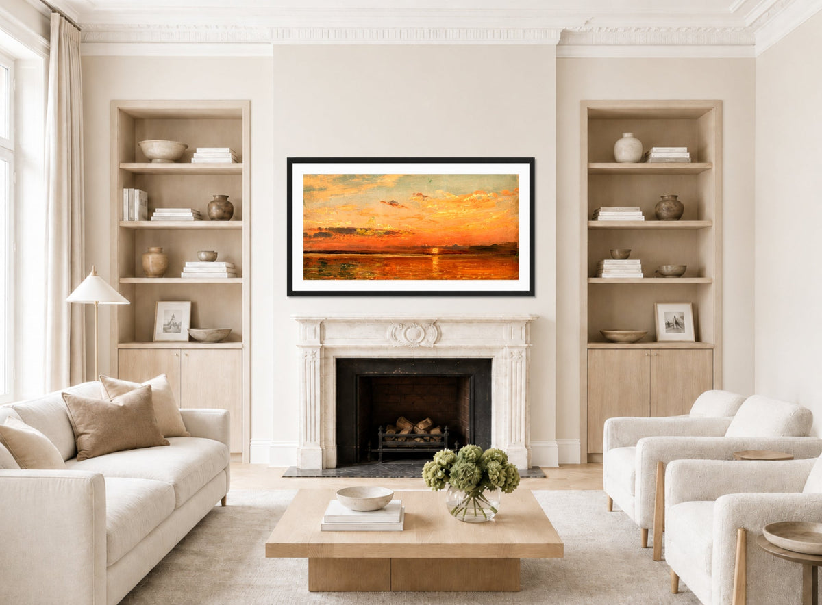 Amaldus Nielsen Print, September (1896) displayed in a Scandinavian living room