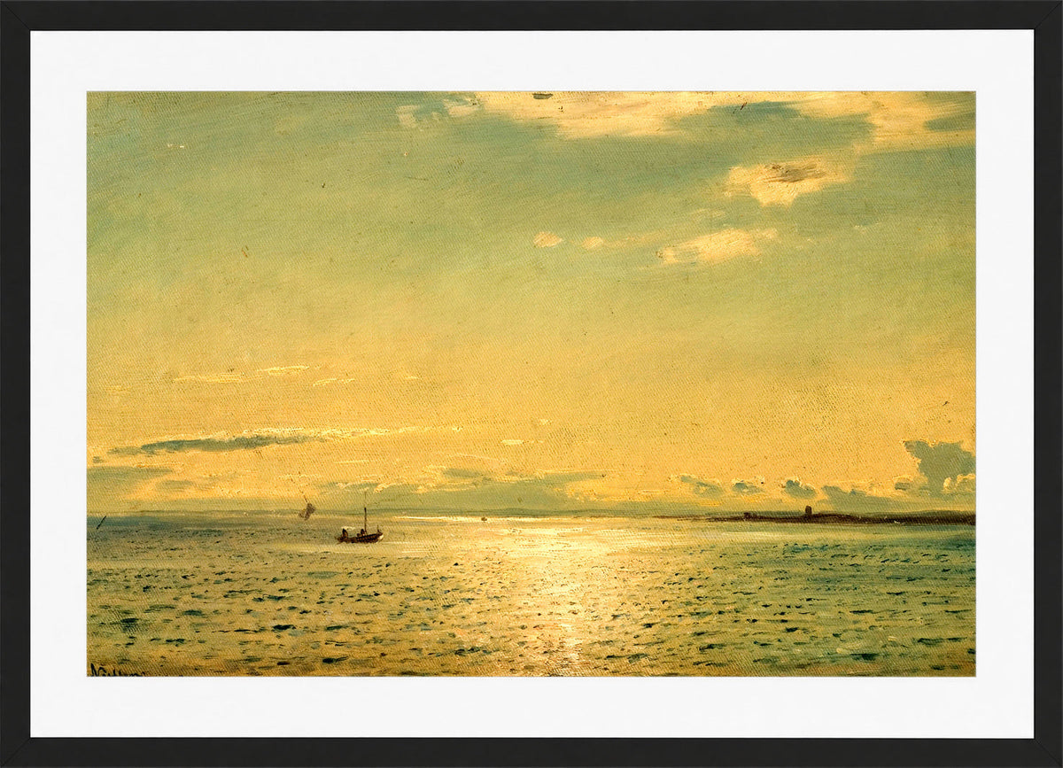 Amaldus Nielsen Print, Solskinnsstemning, Hvaler (1889) in a black frame