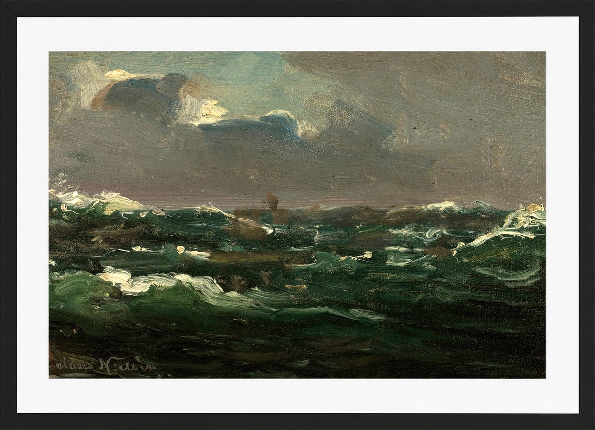Amaldus Nielsen Print, Spanskesjøen (1860) in a black frame