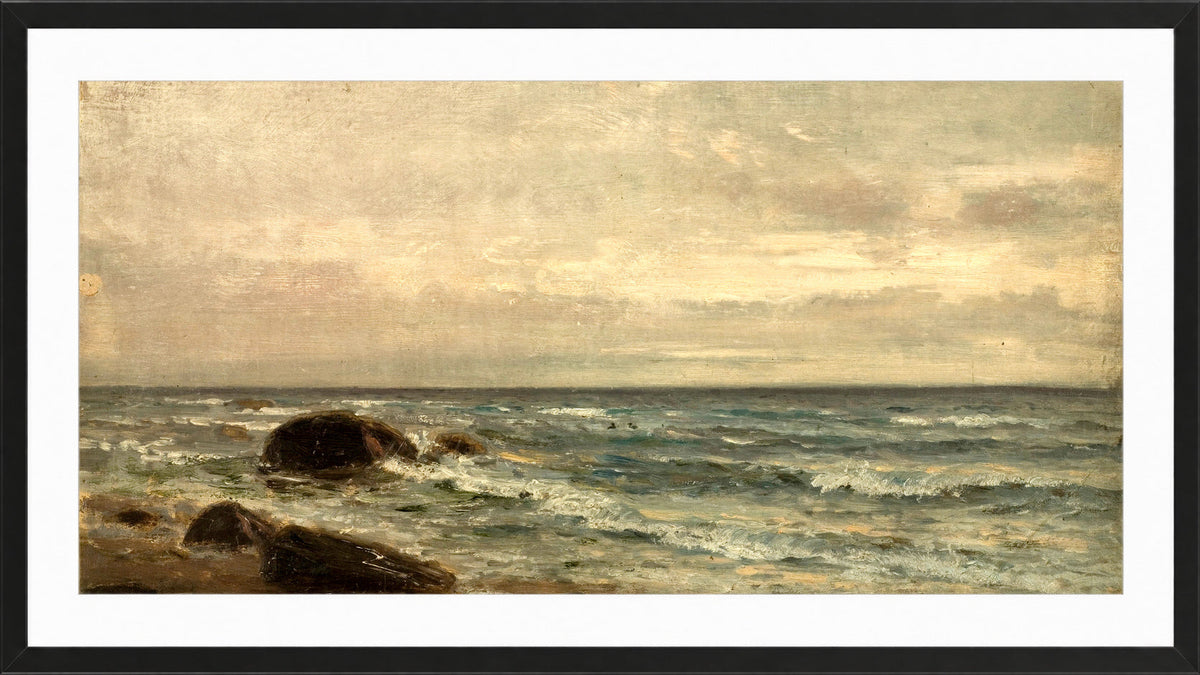 Amaldus Nielsen Print, Strandparti, Jæren (1889) in a black frame