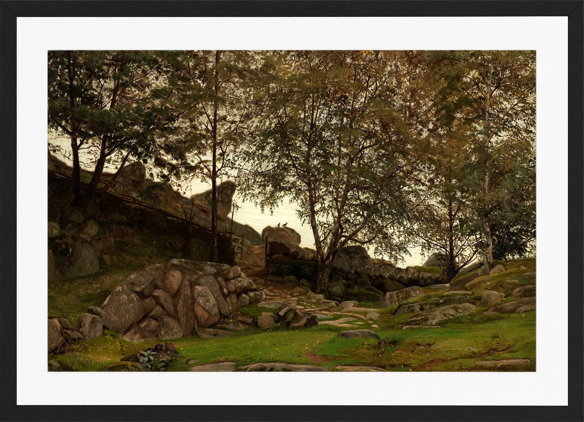 Amaldus Nielsen Print, Studie (1873) in a black frame