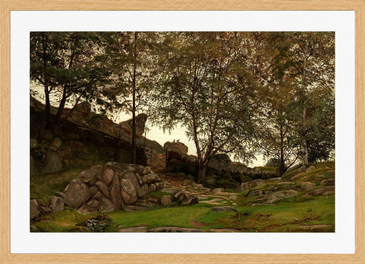 Amaldus Nielsen Print, Studie (1873) in a light oak frame