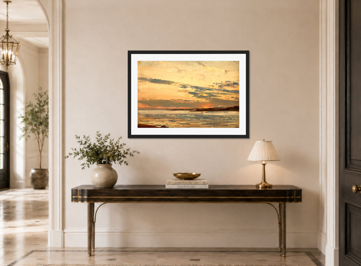 Amaldus Nielsen Print, Studie (1896) displayed above a console table