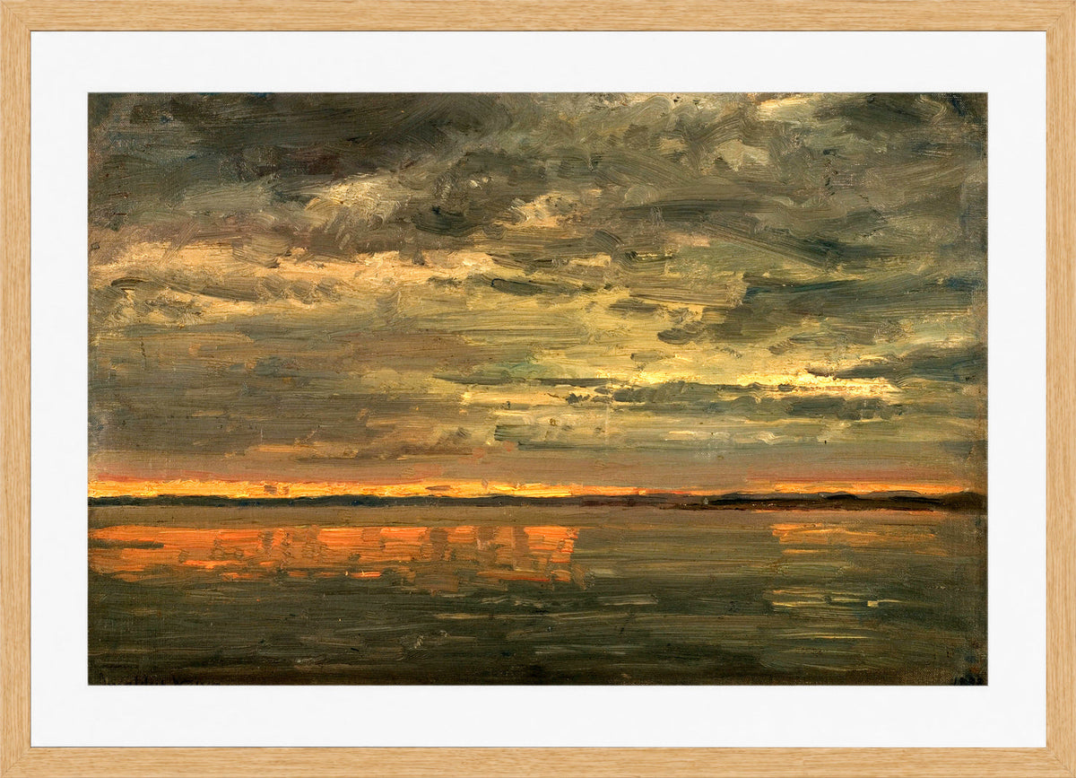 Amaldus Nielsen Print, Svartstille (1898) in a light oak frame