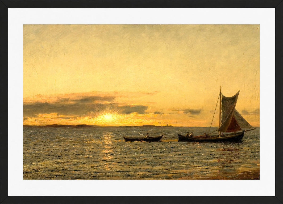 Amaldus Nielsen Print, Ved solnedgang (1916) in a black frame