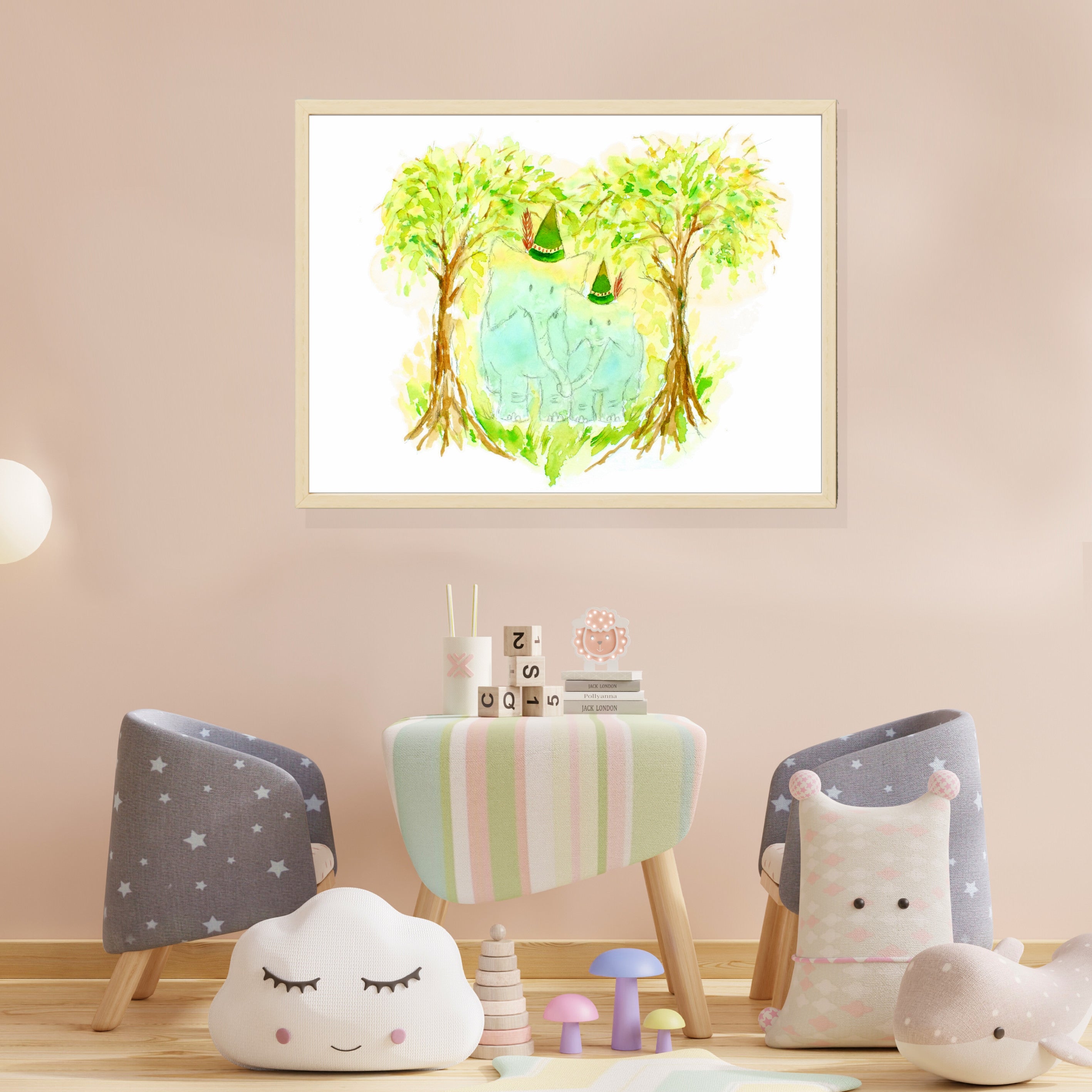 Austrian Elephants Children's Nursery Wall Art Print