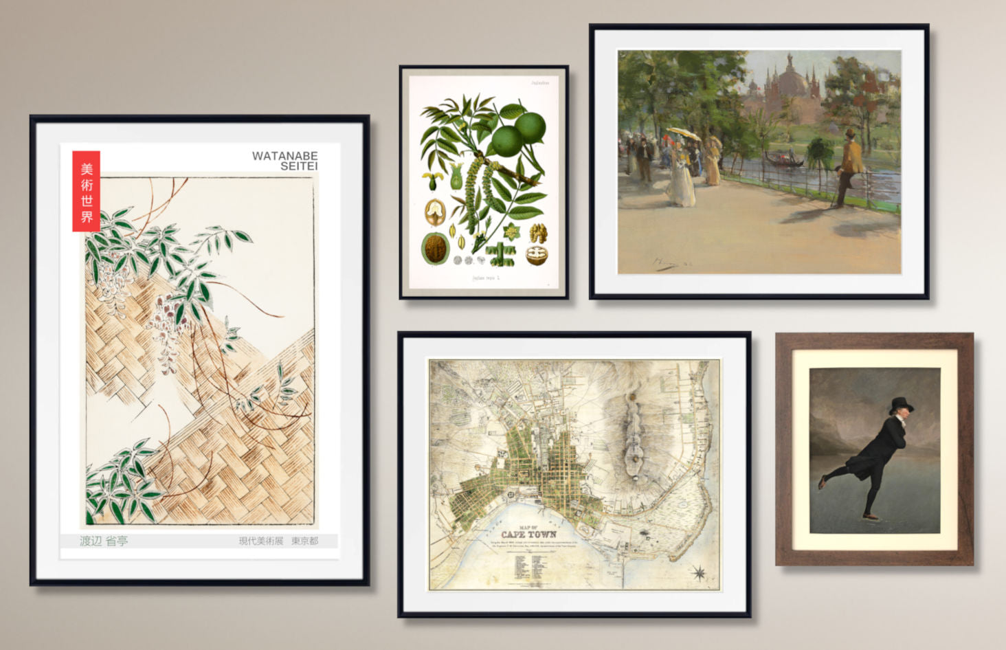 Living Room Classic Art Gallery Wall Set of 5 Framed Prints