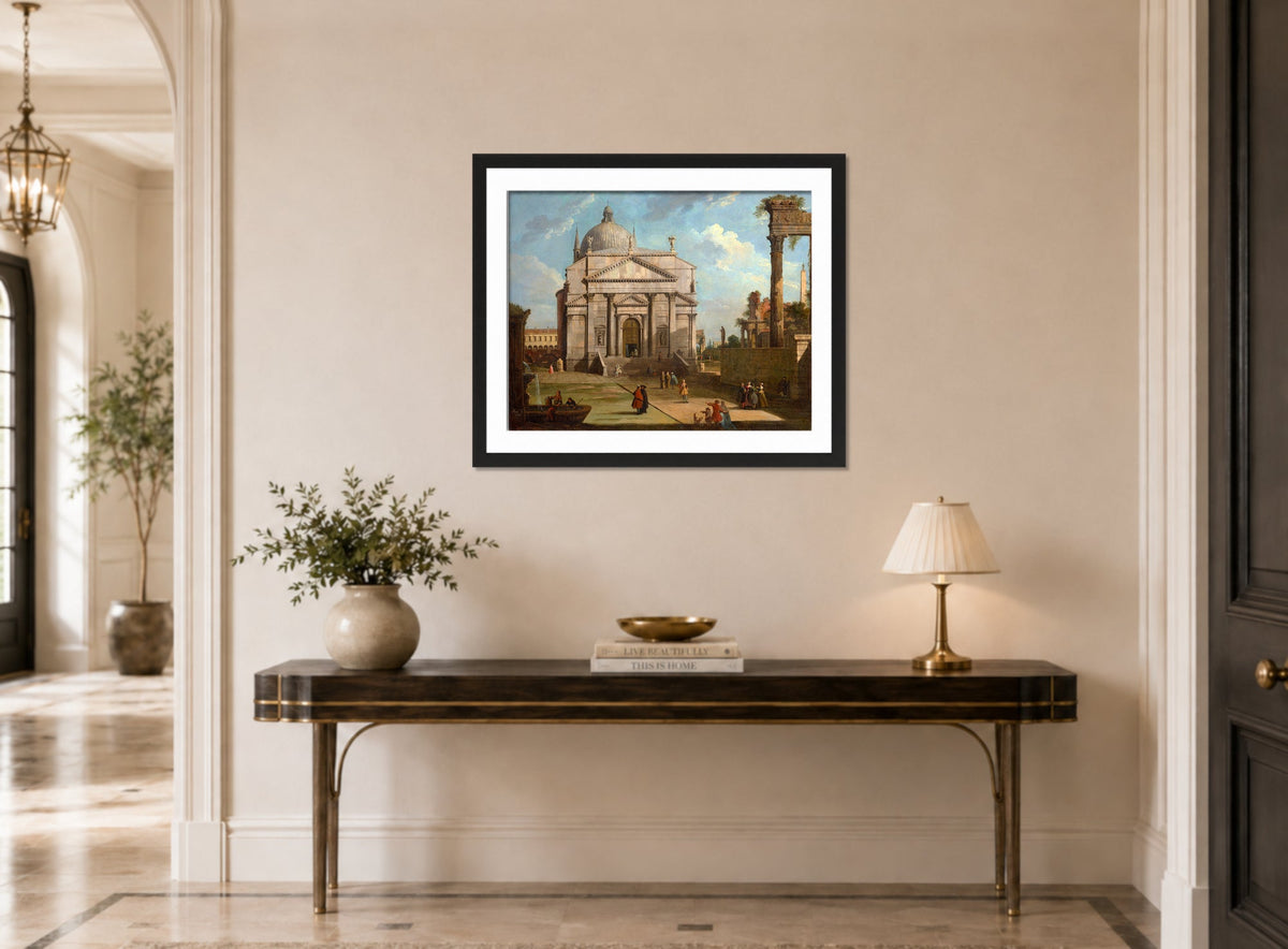 Canaletto Print, A capriccio with the church of the Redentore (1744) — hallway