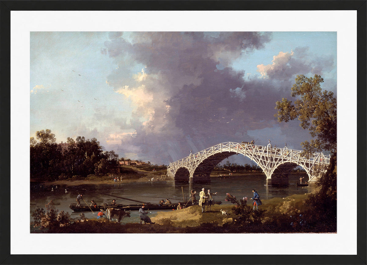 Canaletto Print, A View of Walton Bridge — black frame
