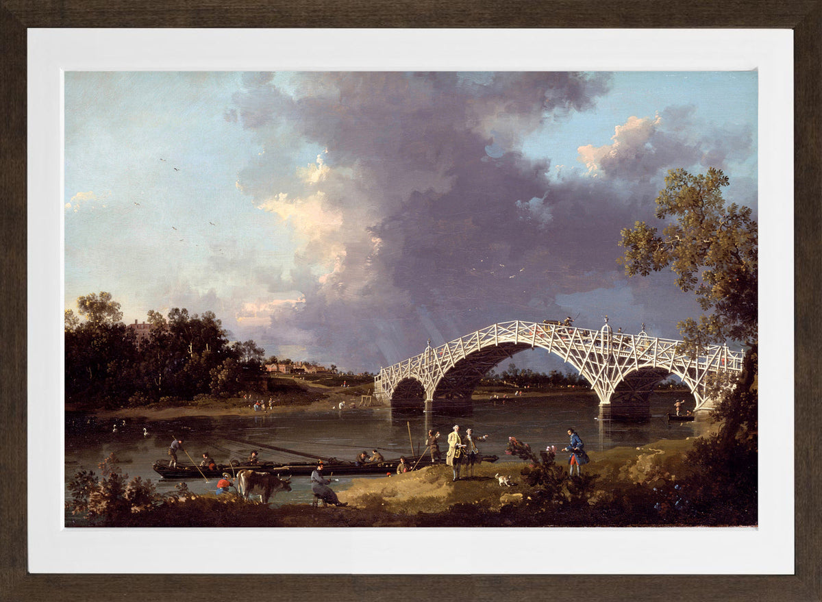 Canaletto Print, A View of Walton Bridge — brown frame