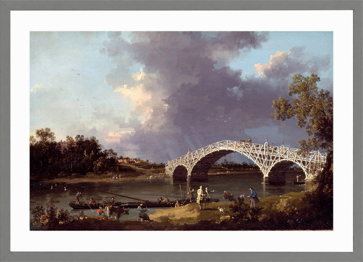 Canaletto Print, A View of Walton Bridge — light grey frame
