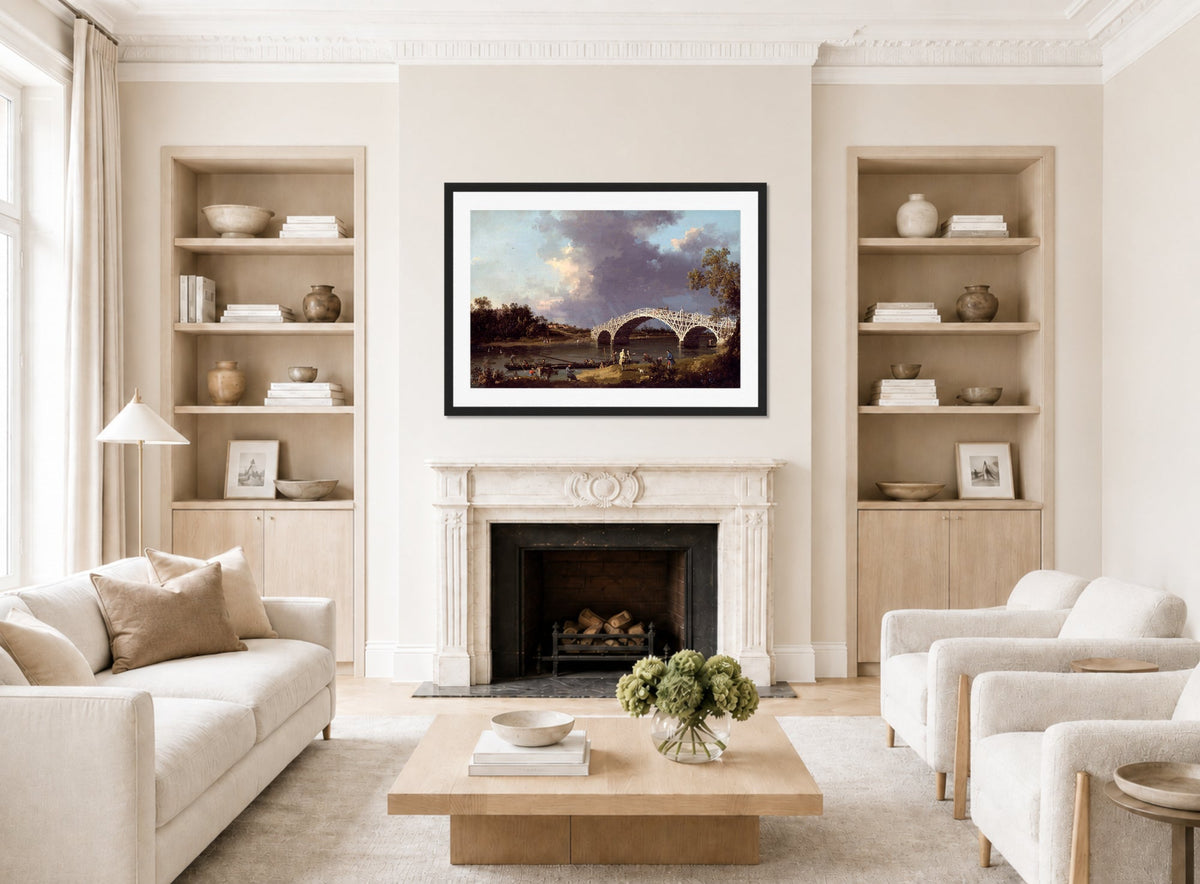 Canaletto Print, A View of Walton Bridge — living room roomset