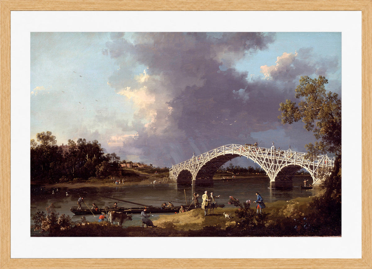 Canaletto Print, A View of Walton Bridge — oak frame