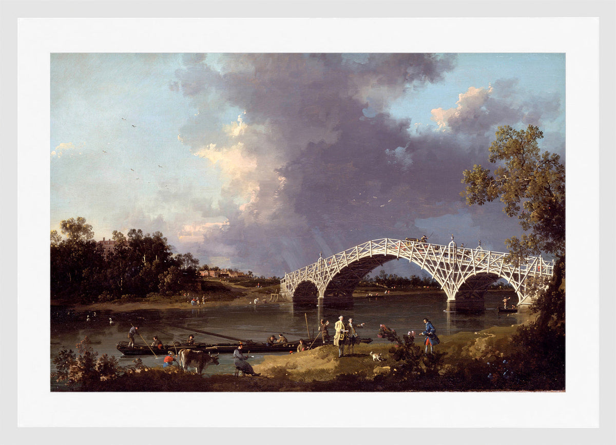 Canaletto Print, A View of Walton Bridge — white frame