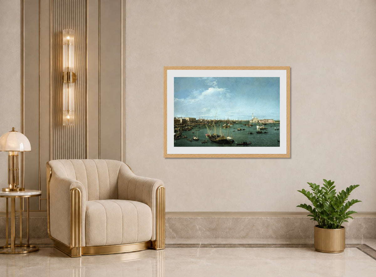 Canaletto Print, Bacino di San Marco, Venice (circa 1738) — art deco roomset