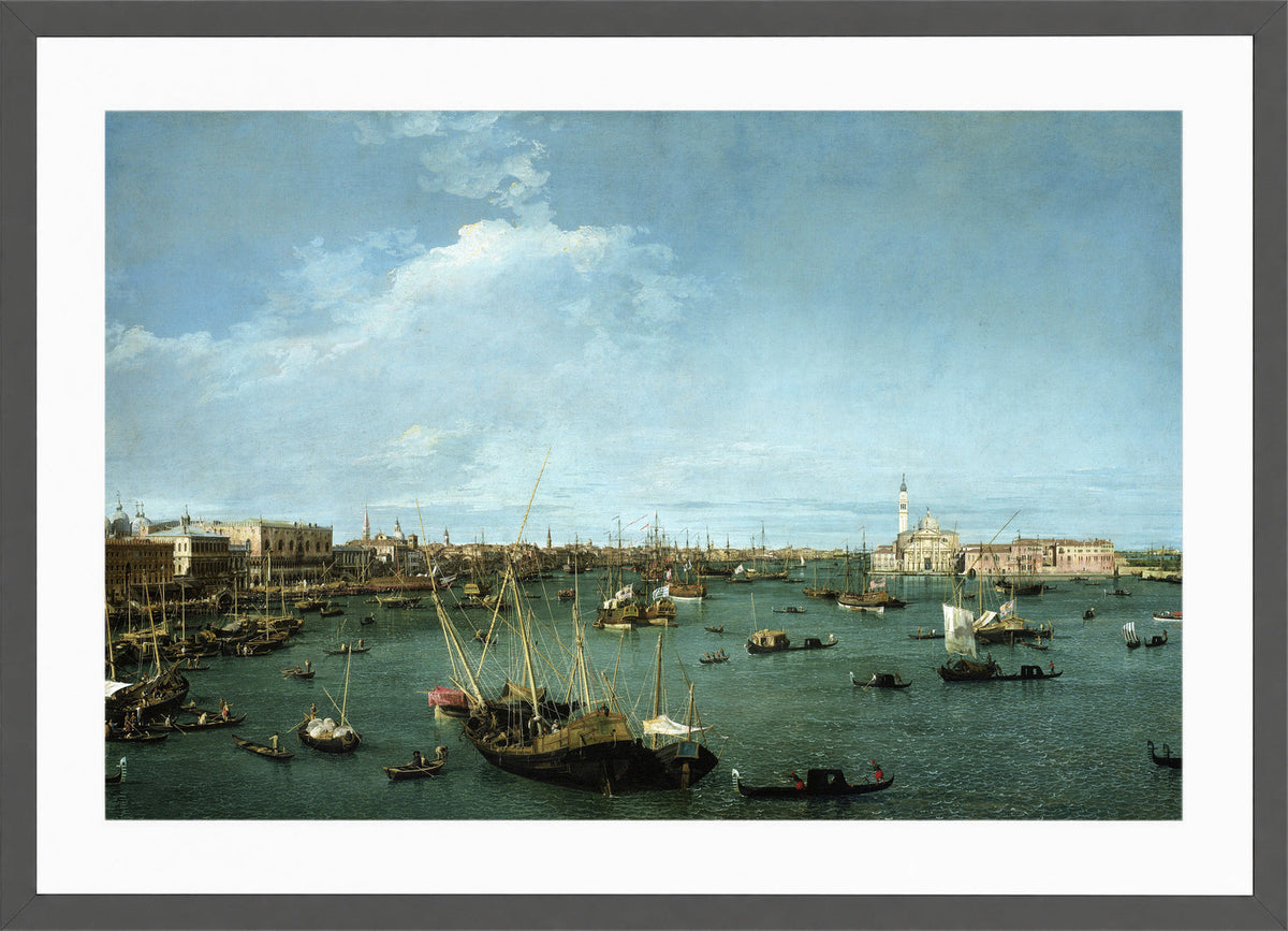 Canaletto Print, Bacino di San Marco, Venice (circa 1738) — dark grey frame