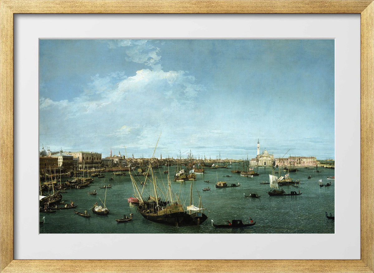 Canaletto Print, Bacino di San Marco, Venice (circa 1738) — gold frame