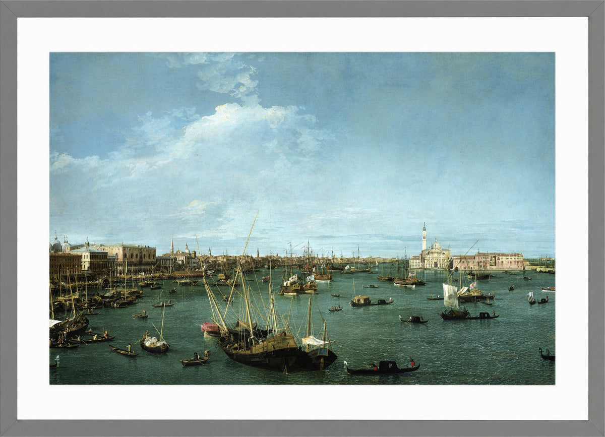 Canaletto Print, Bacino di San Marco, Venice (circa 1738) — light grey frame